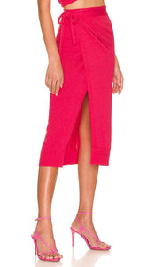 Lovers and Friends Basia Wrap Midi Skirt in Fuchsia