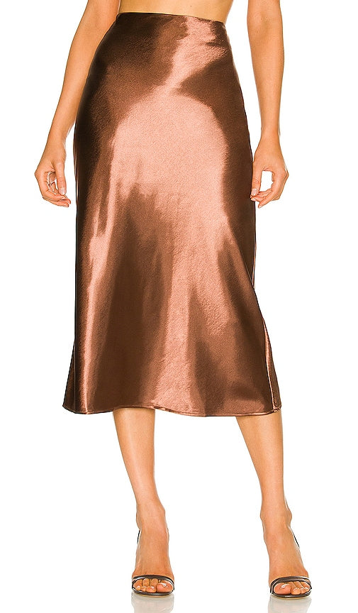 Lovers and Friends Benny Midi Skirt in Metallic Bronze - Lovers and Friends - Jupe mi-longue Benny en bronze métallisé - Lovers and Friends Benny 金属古铜色中长半身裙 - Lovers and Friends Benny Midirock in Metallic-Bronze - Lovers and Friends Benny 미디 스커트 - Gonna longuette Lovers and Friends Benny in bronzo metallizzato