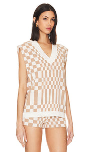 Lovers and Friends Carice Checkered Vest in Brown