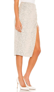 Lovers and Friends Colmar Midi Skirt in Metallic Silver