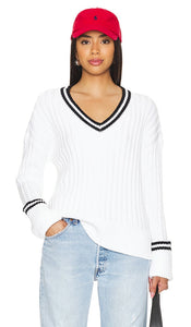 Lovers and Friends Danil V Neck Sweater in White - Lovers and Friends Danil - Pull col V en blanc - Lovers and Friends Danil 白色 V 领毛衣 - Lovers and Friends Danil V-Ausschnitt-Pullover in Weiß - Lovers and Friends Danil 브이넥 스웨터 화이트 색상 - Lovers and Friends Danil Maglione con scollo a V in bianco