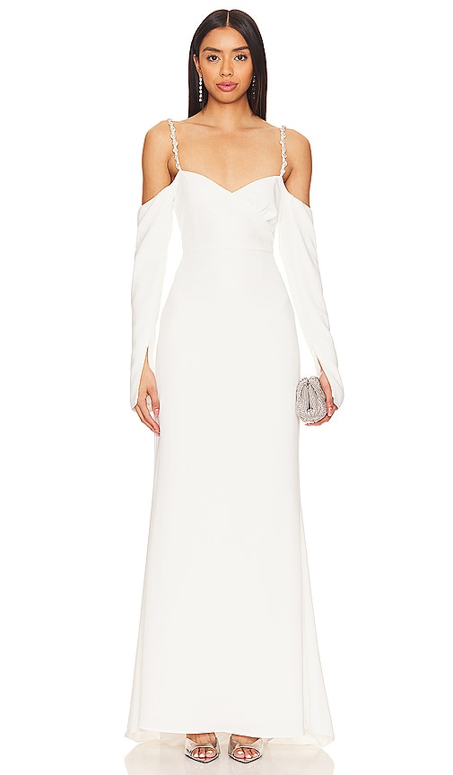 Lovers and Friends Dominique Off The Shoulder Gown in White - Lovers and Friends Dominique - Robe à épaules dénudées en blanc - 恋人和朋友 Dominique 白色露肩礼服 - Schulterfreies Kleid „Dominique“ von Lovers and Friends in Weiß - Lovers and Friends Dominique 오프더숄더 가운 화이트 색상 - Amanti e amici Dominique Abito con spalle scoperte in bianco