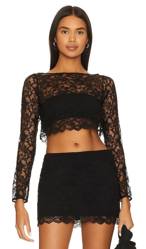 Lovers and Friends Gracia Crop Top in Black - Lovers and Friends - Haut court Gracia en noir - Lovers and Friends Gracia 黑色短款上衣 - Lovers and Friends Gracia Crop Top in Schwarz - Lovers and Friends Gracia 크롭 탑 - Top corto Gracia per amanti e amici in nero