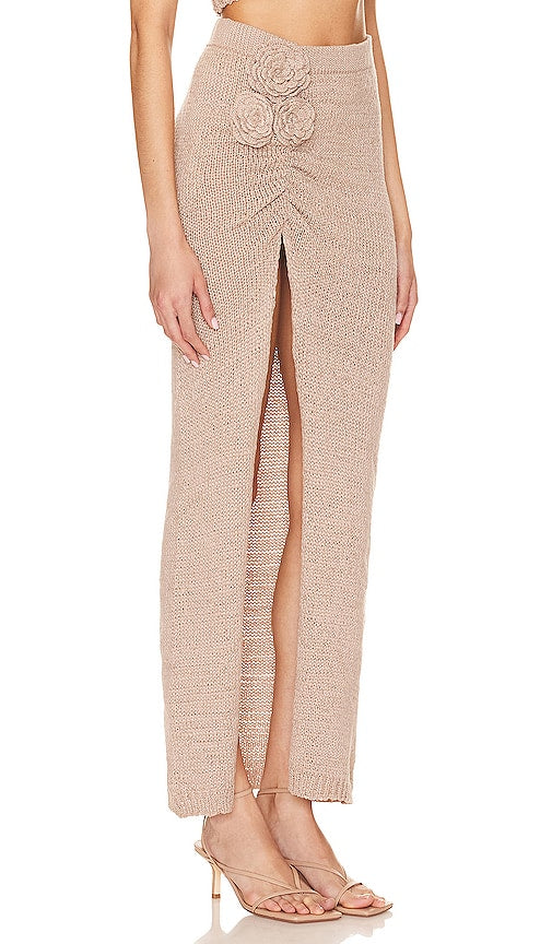 Lovers and Friends Joya Rosette Skirt in Beige