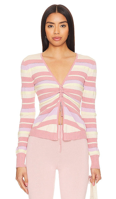 Lovers and Friends Kit Striped Sweater in Pink - Pull rayé Kit Lovers and Friends en rose - Lovers and Friends Kit 粉色条纹毛衣 - Gestreifter Pullover „Lovers and Friends Kit“ in Rosa - Lovers and Friends 키트 스트라이프 스웨터핑크 색상 - Kit Lovers and Friends Maglione a righe in rosa