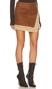 Lovers and Friends Lea Mini Skirt in Brown