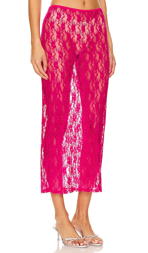 Lovers and Friends Lia Sheer Skirt in Fuchsia