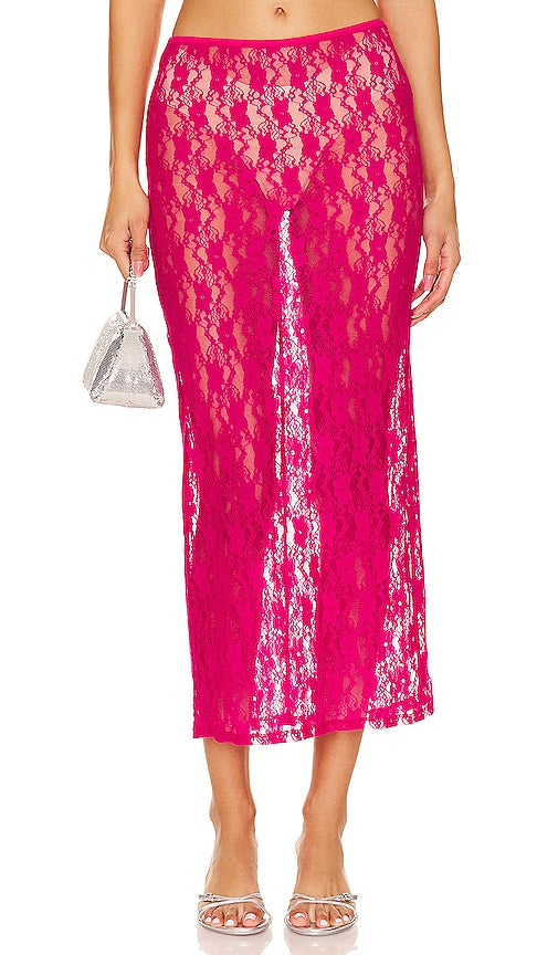 Lovers and Friends Lia Sheer Skirt in Fuchsia - Lovers and Friends - Jupe transparente Lia en fuchsia - Lovers and Friends Lia 紫红色透明半身裙 - Transparenter Rock Lia von Lovers and Friends in Fuchsia - Lovers and Friends LIA 쉬어 스커트 - Gonna velata Lia Lovers and Friends in fucsia