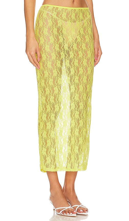 Lovers and Friends Lia Sheer Skirt in Yellow