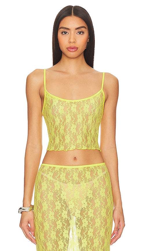 Lovers and Friends Lia Sheer Tank Top in Yellow - Lovers and Friends - Débardeur transparent Lia en jaune - Lovers and Friends Lia 黄色透明背心 - Transparentes Tanktop „Lia“ von Lovers and Friends in Gelb - Lovers and Friends Lia 쉬어 탱크탑 - Canotta velata Lia Lovers and Friends in giallo