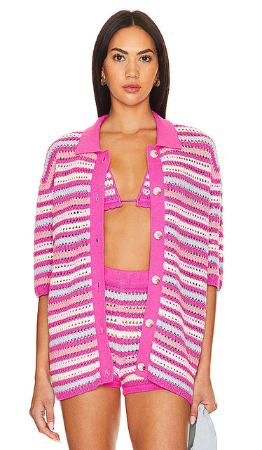 Lovers and Friends Lucia Cardigan in Pink - Lovers and Friends Cardigan Lucia en rose - 恋人和朋友 Lucia 粉色开衫 - Lovers and Friends Lucia Cardigan in Rosa - Lovers and Friends 루시아 가디건 핑크 색상 - Cardigan Lucia per amanti e amici in rosa