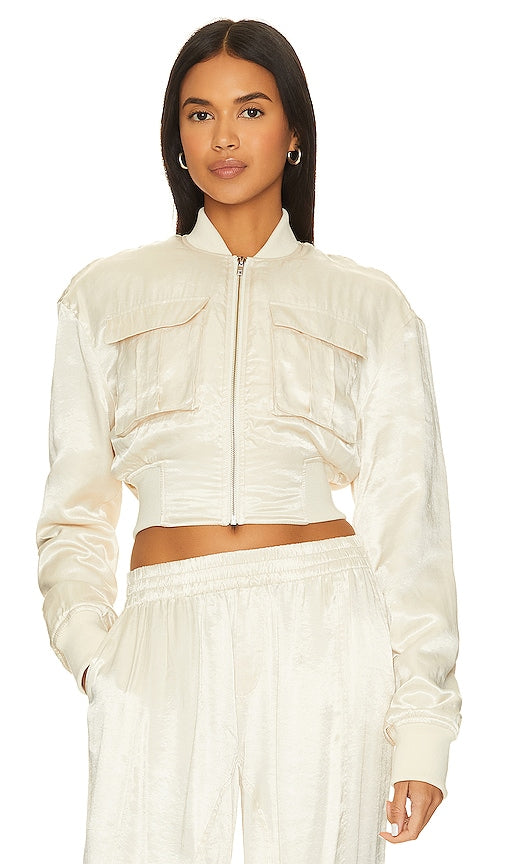 Lovers and Friends Miranda Bomber Jacket in Cream
