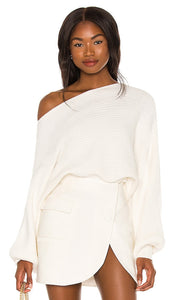 Lovers and Friends Olivia Off Shoulder Sweater in White - Lovers and Friends - Olivia - Pull à épaules dénudées - Blanc - Lovers and Friends Olivia 白色露肩毛衣 - Lovers and Friends Olivia Schulterfreier Pullover in Weiß - Lovers and Friends Olivia 오프 숄더 스웨터 화이트 색상 - Maglione con spalle scoperte Olivia di Lovers and Friends in bianco