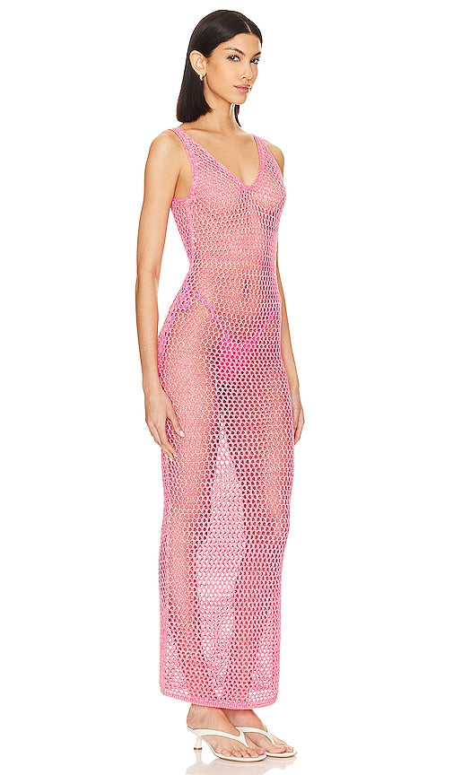 Lovers and Friends Pilar Crochet Maxi in Pink