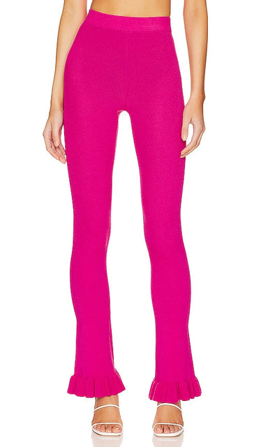 Lovers and Friends Razi Ruffle Knit Pant in Fuchsia - Lovers and Friends - Pantalon en tricot à volants Razi en fuchsia - Lovers and Friends Razi 紫红色荷叶边针织长裤 - Lovers and Friends Razi Rüschenstrickhose in Fuchsia - Lovers and Friends RAZI 러플 니트 팬츠 - Pantaloni Lovers and Friends Razi in maglia con volant in fucsia