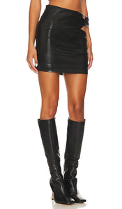 Lovers and Friends Sabine Faux Leather Mini Skirt in Black
