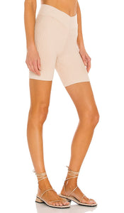Lovers and Friends V Waist Biker Shorts in Nude
