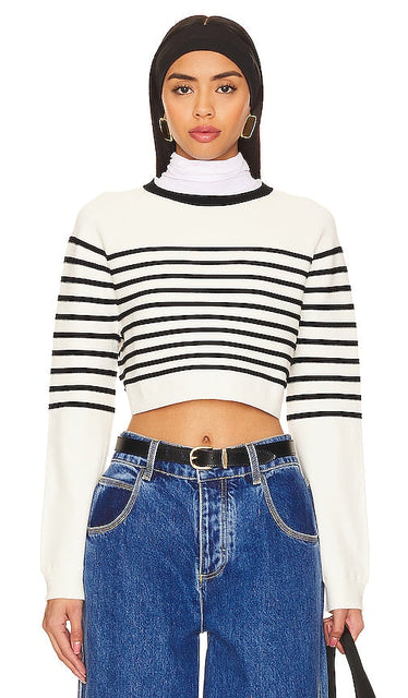 Lovers and Friends Willow Striped Sweater in White - Lovers and Friends - Pull rayé Willow en blanc - Lovers and Friends 白色柳色条纹毛衣 - Lovers and Friends Willow Gestreifter Pullover in Weiß - Lovers and Friends 윌로우 스트라이프 스웨터화이트 색상 - Maglione a righe di salice per amanti e amici in bianco