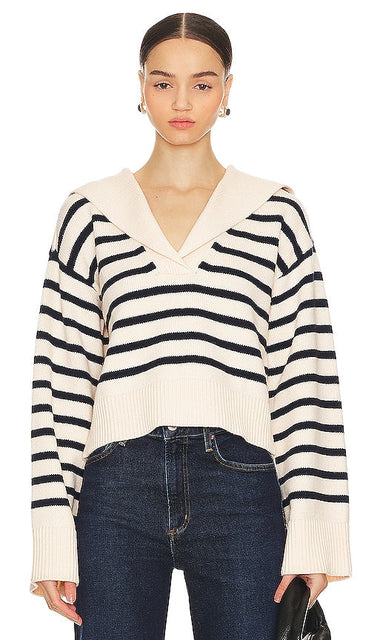 Lovers and Friends x Anja Dujakovi√Ñ¬á Niam Striped Sweater in Ivory - Lovers and Friends x Anja Dujakovi√Ñ¬á Niam - Pull rayé en ivoire - Lovers and Friends x Anja Dujakovi√Ná Niam 象牙色条纹毛衣 - Lovers and Friends x Anja Dujakovi√Ñ¬á Niam Gestreifter Pullover in Elfenbein - Lovers and Friends x Anja Dujakovi√Ñ¬á 아이보리 색상의 니암 스트라이프 스웨터 - Lovers and Friends x Anja Dujakovi√Ñ¬á Maglione a righe Niam in avorio