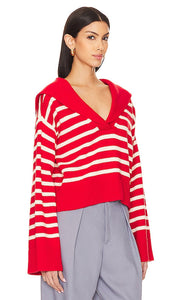 Lovers and Friends x Anja Dujakovi√Ñ¬á Niam Striped Sweater in Red