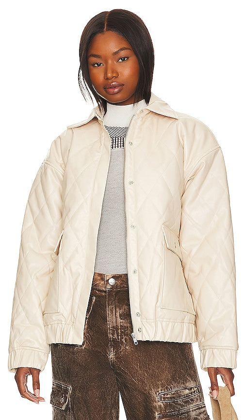 Lovers and Friends x Rachel Rylee Faux Leather Jacket in Cream - Lovers and Friends x Rachel Rylee - Veste en similicuir crème - Lovers and Friends x Rachel Rylee 奶油色人造皮夹克 - Lovers and Friends x Rachel Rylee Kunstlederjacke in Creme - Lovers and Friends x Rachel Rylee 인조 가죽 재킷 - Giacca in ecopelle Lovers and Friends x Rachel Rylee color crema