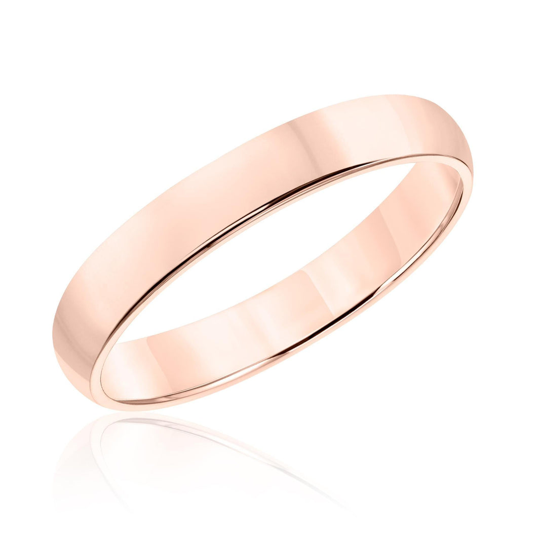 Low Dome Rose Gold 3mm Wedding Band - Size 5