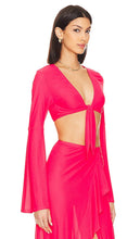 Luli Fama Bell Sleeve Crop Top in Red