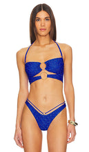 Luli Fama Brilla Double Loop Bandeau Bikini Top in Blue