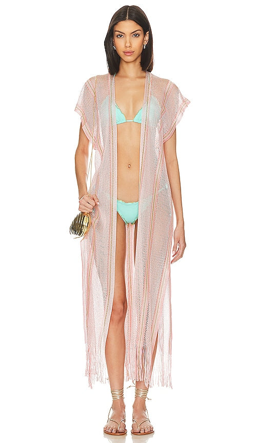 Luli Fama Ethereal Queen Long Caftan in Rose