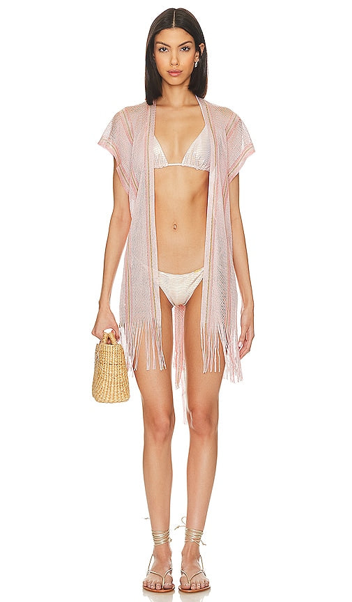 Luli Fama Ethereal Queen Short Caftan in Rose