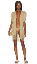Luli Fama Finge Short Caftan in Metallic Gold