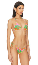 Luli Fama Palm Breeze Wavy Luxe Bikini Top in Green,Pink