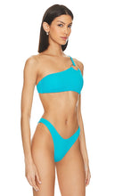 Luli Fama Wavy Baby Asymmetric Ring Bikini Top in Blue