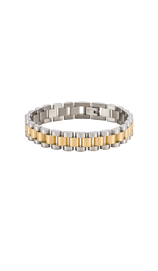 Luv AJ The Two-Toned Timepiece Bracelet in Metallic Gold