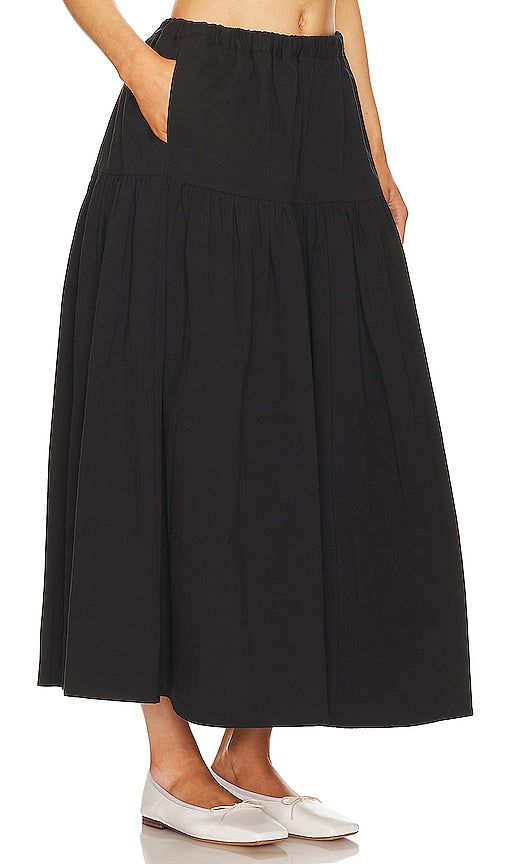 MAJORELLE Carolyn Midi Skirt in Black