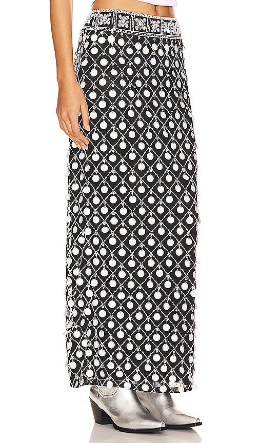 MAJORELLE Cirie Embellished Maxi Skirt in Black