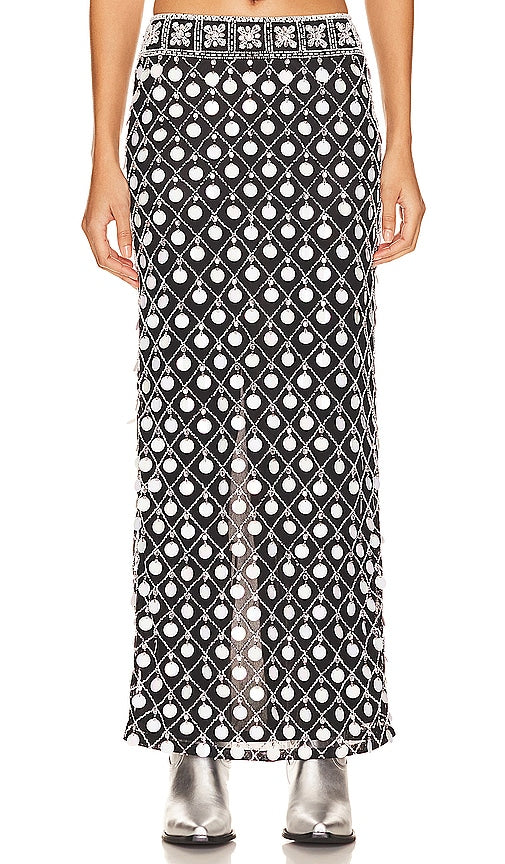 MAJORELLE Cirie Embellished Maxi Skirt in Black - MAJORELLE Jupe longue ornée Cirie en noir - MAJORELLE Cirie 黑色装饰长裙 - MAJORELLE Cirie verzierter Maxirock in Schwarz - MAJORELLE Cirie 엠벨리시드 맥시 스커트블랙 색상 - MAJORELLE Gonna lunga decorata Cirie in nero