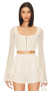 MAJORELLE Exuma Sweater in Ivory - Pull MAJORELLE Exuma en ivoire - MAJORELLE Exuma 象牙色毛衣 - MAJORELLE Exuma Pullover in Elfenbein - MAJORELLE 엑수마 스웨터 아이보리 색상 - Maglione MAJORELLE Exuma in avorio