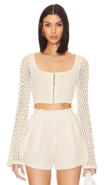 MAJORELLE Exuma Sweater in Ivory - Pull MAJORELLE Exuma en ivoire - MAJORELLE Exuma 象牙色毛衣 - MAJORELLE Exuma Pullover in Elfenbein - MAJORELLE 엑수마 스웨터 아이보리 색상 - Maglione MAJORELLE Exuma in avorio