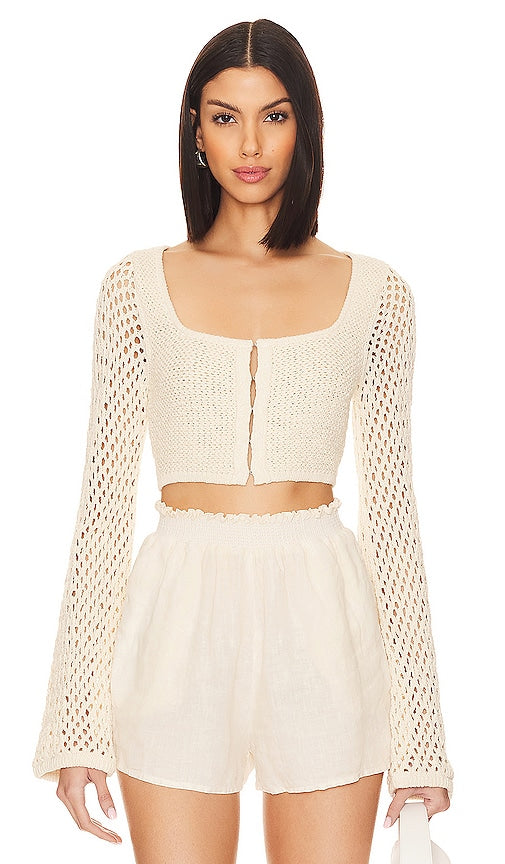 MAJORELLE Exuma Sweater in Ivory - Pull MAJORELLE Exuma en ivoire - MAJORELLE Exuma 象牙色毛衣 - MAJORELLE Exuma Pullover in Elfenbein - MAJORELLE 엑수마 스웨터 아이보리 색상 - Maglione MAJORELLE Exuma in avorio
