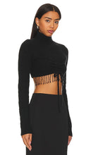 MAJORELLE Hadia Beaded Fringe Top in Black