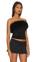 MAJORELLE Idina Faux Fur Tube Top in Black