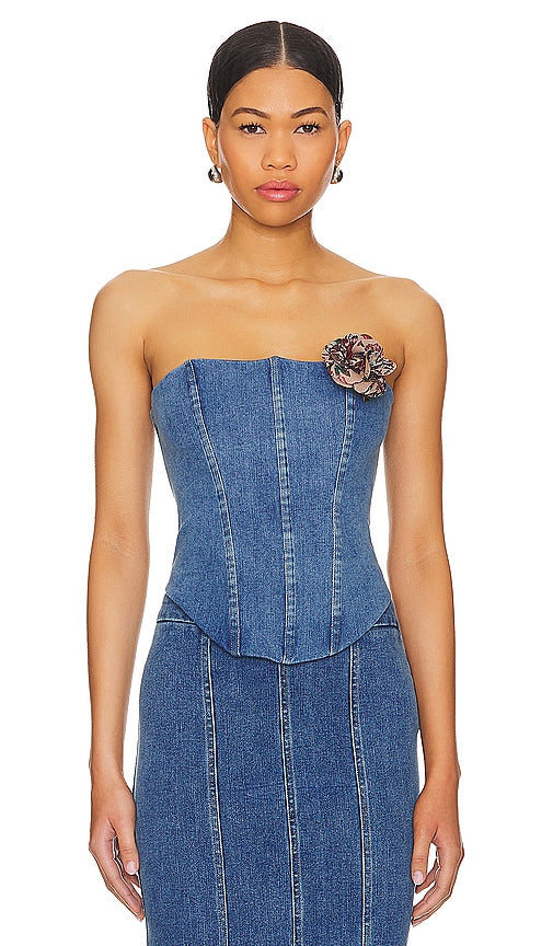 MAJORELLE Luda Bustier Top in Blue - Haut bustier MAJORELLE Luda en bleu - MAJORELLE Luda 蓝色紧身胸衣上衣 - MAJORELLE Luda Bustier-Top in Blau - MAJORELLE 루다 뷔스티에 탑 - Top bustier MAJORELLE Luda in blu