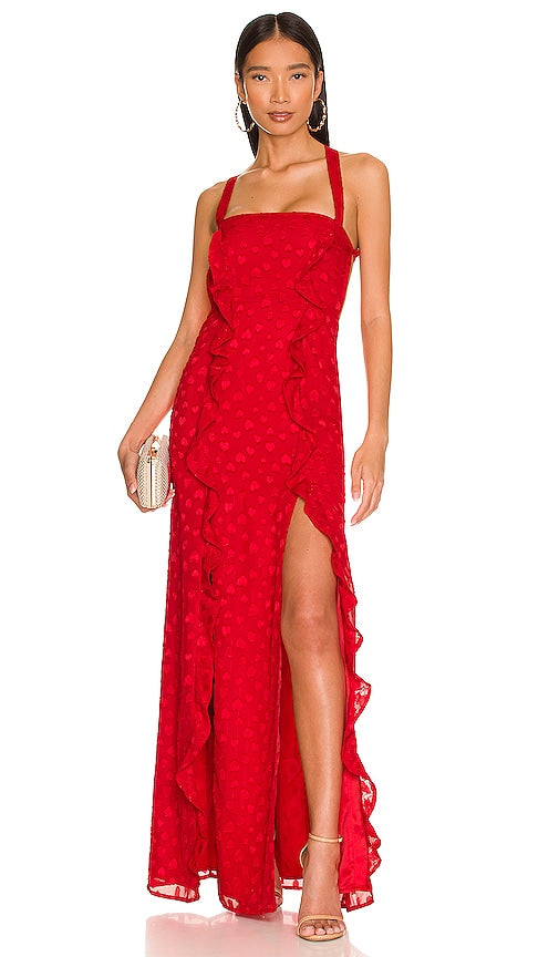 MAJORELLE Maisie Gown in Red - Robe MAJORELLE Maisie en rouge - MAJORELLE 红色 Maisie 礼服 - MAJORELLE Maisie Kleid in Rot - MAJORELLE 메이지 가운레드 색상 - MAJORELLE Abito Maisie in rosso