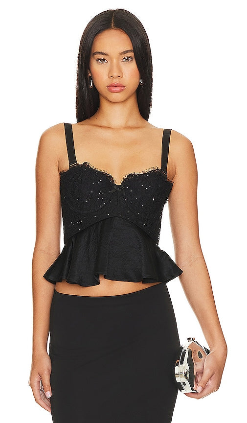 MAJORELLE Mariella Top in Black - MAJORELLE Haut Mariella en Noir - MAJORELLE Mariella 黑色上衣 - MAJORELLE Mariella Top in Schwarz - MAJORELLE 마리엘라 탑 - MAJORELLE Top Mariella in nero