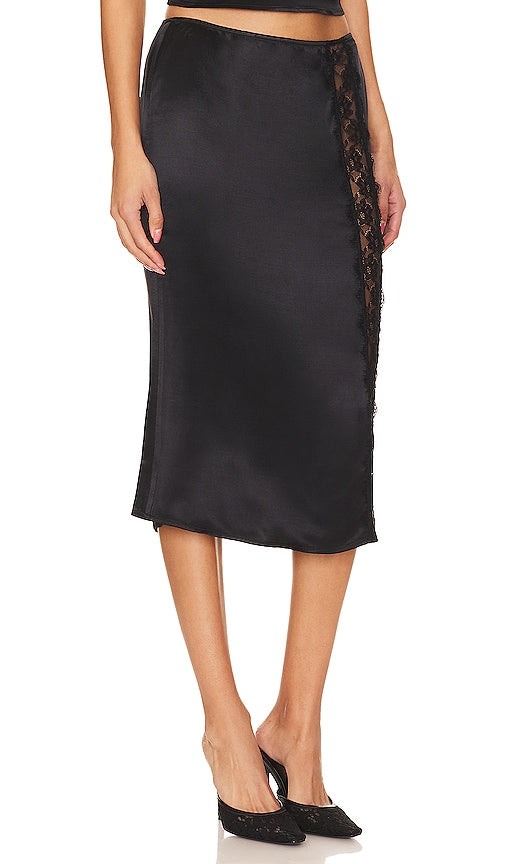 MAJORELLE Maura Midi Skirt in Black