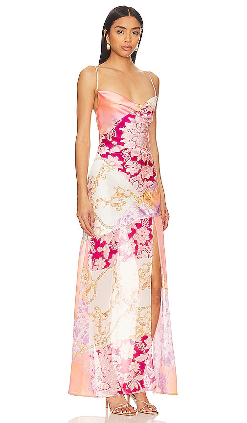 MAJORELLE Riviera Gown in Medallion in Pink