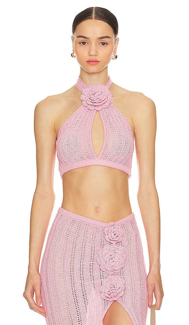 MAJORELLE Stella Rosette Top in Pink - Haut MAJORELLE Stella Rosette en Rose - MAJORELLE 粉色 Stella Rosette 上衣 - MAJORELLE Stella Rosette Top in Rosa - MAJORELLE 스텔라 로제트 탑 - MAJORELLE Stella Rosetta Top in rosa