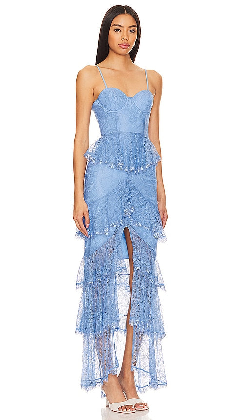MAJORELLE Zelda Fitz Gown in Baby Blue
