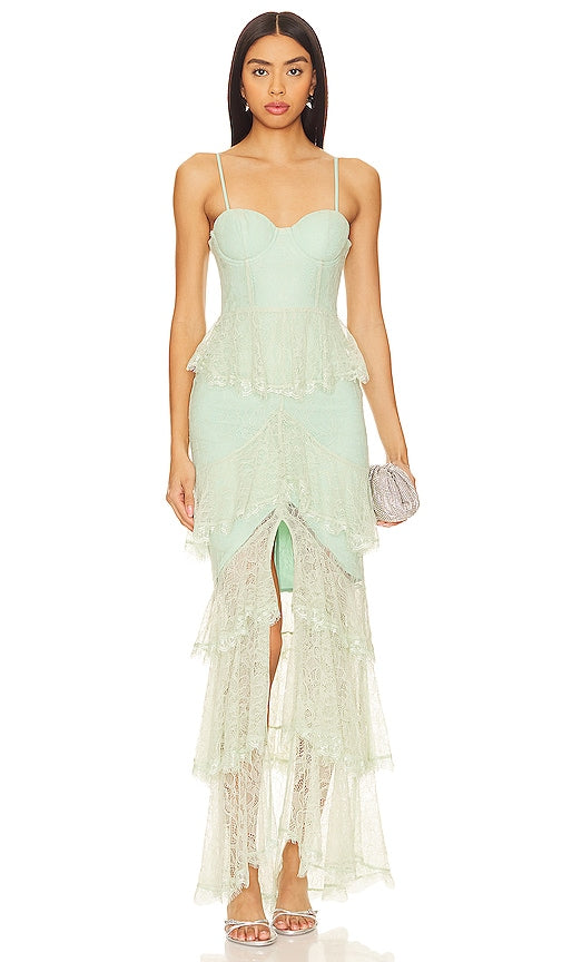 MAJORELLE Zelda Fitz Gown in Mint - Robe MAJORELLE Zelda Fitz en Menthe - MAJORELLE 塞尔达·菲茨 薄荷色礼服 - MAJORELLE Zelda Fitz Kleid in Mint - MAJORELLE Zelda Fitz 가운 민트 색상 - Abito MAJORELLE Zelda Fitz color menta
